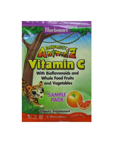 Витамин С для Детей, Вкус Апельсина, Rainforest Animalz, Bluebonnet Nutrition, 2 жевательные конфеты