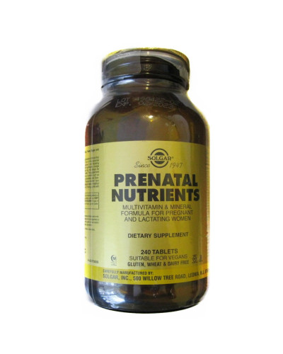Мультівітаміни для Вагітних, Prenatal Nutrients, Solgar, 240 таблеток (захисна пломба - ЦІЛА)