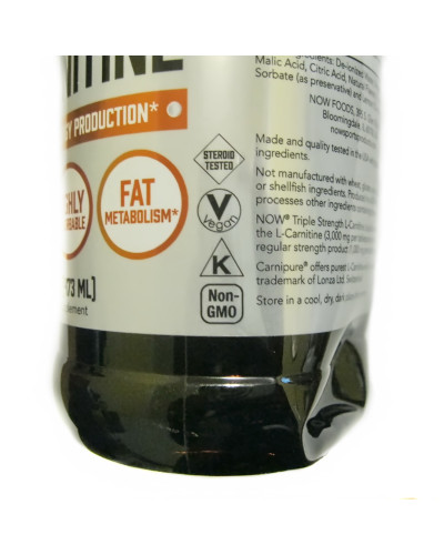УЦІНКА L-Карнітін Рідкий з Цитрусовим Смаком, L-Carnitine, Now Foods, 3000 мг, 473 мл (вм'ятина)