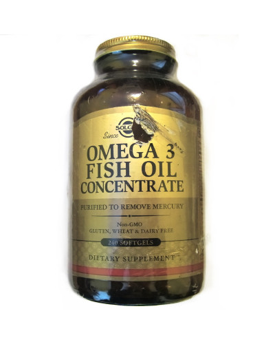 УЦІНКА Омега-3 Риб'ячий жир, концетрат, Omega-3 Fish Oil Concentate, Solgar, 240 желатинових капсул (царапини на упаковці) УЦІНКА Омега-3 Риб'ячий жир, концетрат, Omega-3 Fish Oil Concentate, Solgar, 240 желатинових капсул (царапини на упаковці)