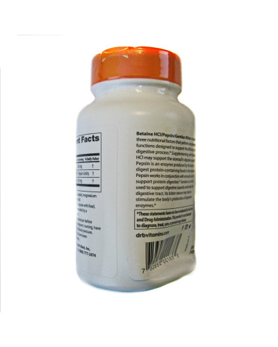 УЦІНКА Бетаїн HCL та Пепсин, Betaine HCL & Pepsin, Doctor's Best, 120 капсул (вм'ятина)