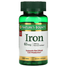 Железо, 65 мг, Iron, Nature's Bounty, 100 таблеток