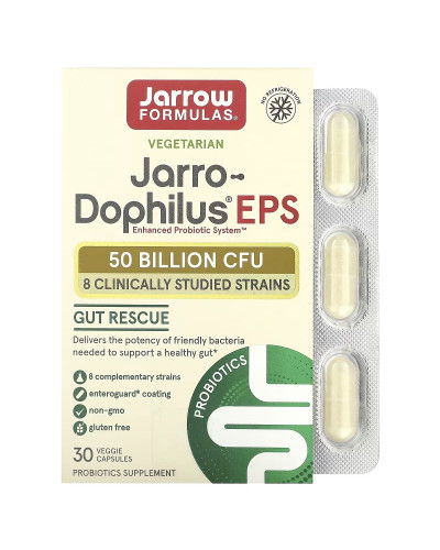 Пробіотики, 50 млрд КУО, Jarro-Dophilus EPS, Jarrow Formulas, 30 вегетаріанських капсул