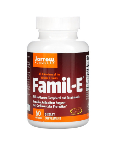 Вітамін Е, Сімейство вітамінів E, Famil-E, Jarrow Formulas, 60 желатинових капсул