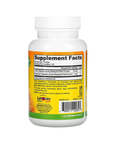 Лютеин, 20 мг, Lutein, Jarrow Formulas, 120 гелевых капсул