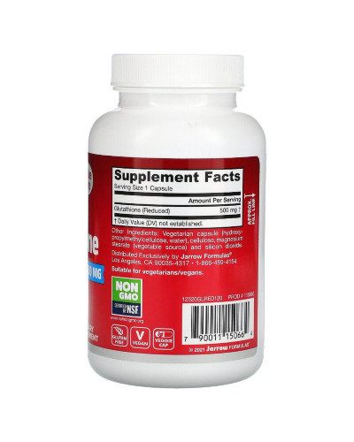Глутатіон Відновлень, 500 мг, Glutathione Reduced, Jarrow Formulas, 120 вегетаріанських капсул