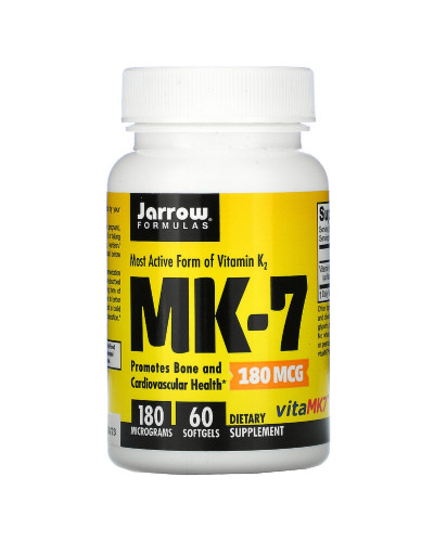 Вітамін K2 активна форма MK-7, 180 мкг, Most Active Form of Vitamin K2, Jarrow Formulas, 60 гелевих капсул