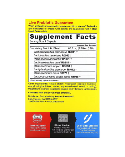 Пробіотики, 5 млрд КУО, Jarro-Dophilus EPS, Jarrow Formulas, 60 вегетаріанських капсул