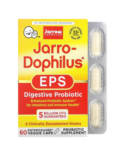 Пробіотики, 5 млрд КУО, Jarro-Dophilus EPS, Jarrow Formulas, 60 вегетаріанських капсул