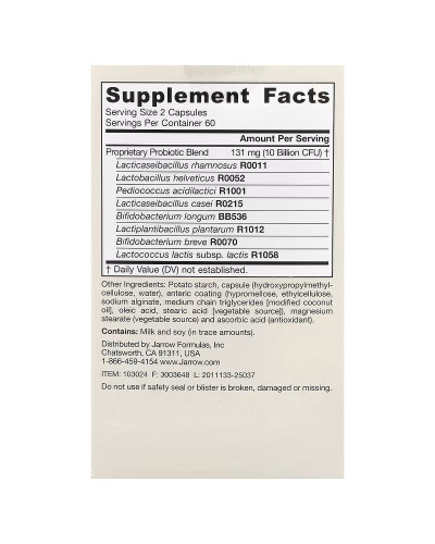 Пробіотики, 10 млрд КУО на порцію, Jarro-Dophilus EPS, Jarrow Formulas, 120 вегетаріанських капсул