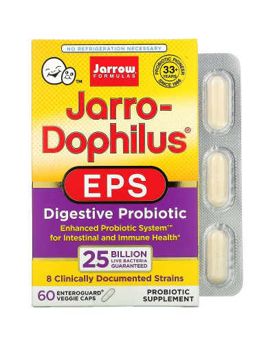 Пробіотики, 25 млрд КУО, Jarro-Dophilus EPS, Jarrow Formulas, 60 вегетаріанських капсул