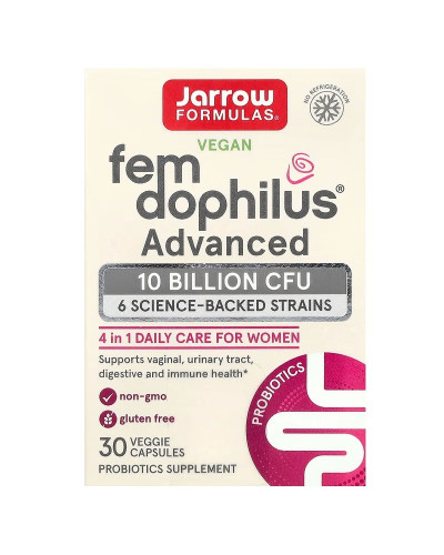Пробіотики для жінок, 10 млрд КУО, Vegan Fem Dophilus, Advanced, 10 Billion CFU, Jarrow Formulas, 30 вегетеріанських капсул