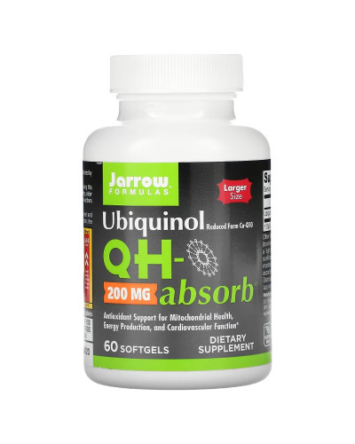 Убихинол 200 мг, Ubiquinol QH-Absorb, Jarrow Formulas, 60 желатиновых капсул.