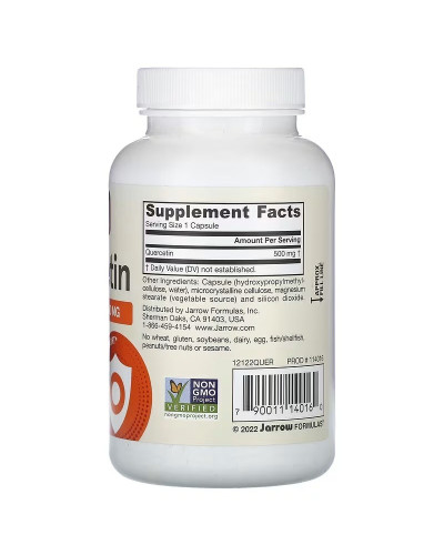 Кверцетин, 500 мг, Vegan Quercetin, Jarrow Formulas, 100 вегетеріанських капсул