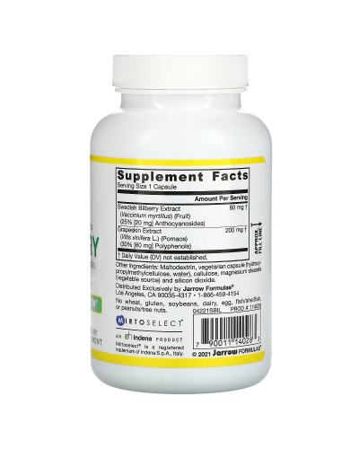 Комплекс полифенолов из черники и кожуры винограда, 280 мг, Bilberry + Grapeskin Polyphenols, Jarrow Formulas, 120 вегетарианских капсул