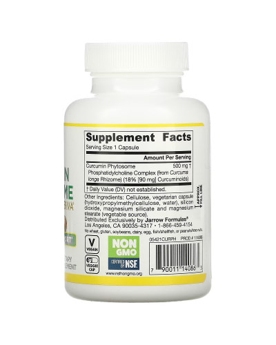 Фитосомы Куркумина 500 мг, Curcumin Phytosome Meriva, Jarrow Formulas, 60 гелевых капсул