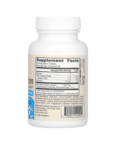 Экстракт дикой горькой дыни, 750 мг, Vegan Wild Bitter Melon Extract, Jarrow Formulas, 60 таблеток