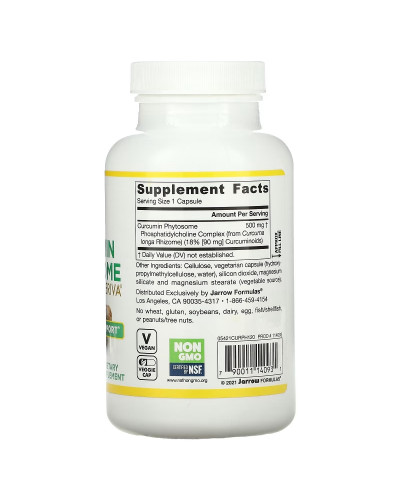 Фітосоми Куркуміну 500 мг, Curcumin Phytosome Meriva, Jarrow Formulas, 120 гелевих капсул