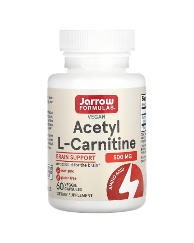 Ацетил L-карнитин, 500 мг, Acetyl L-Carnitine, Jarrow Formulas, 60 вегетарианских капсул