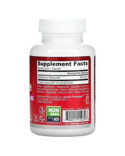 Глутатион восстановленный, 500 мг, Glutathione Reduced, Jarrow Formulas, 60 вегетарианских капсул