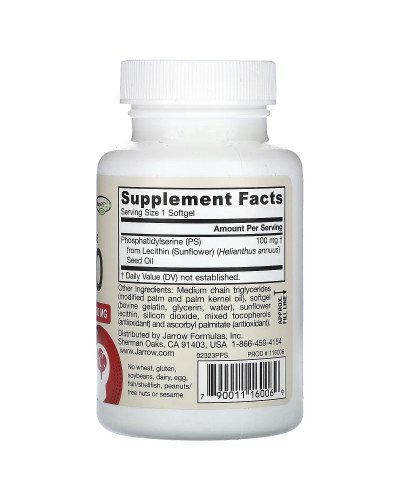 Фосфатидилсерин, 100 мг, PS100, Phosphatidylserine, Jarrow Formulas, 60 гелевих капсул