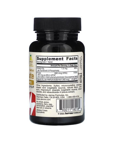 Вітамін B12 та метилфолат, смак лимона, Vegan Methyl B-12 & Methyl Folate, Jarrow Formulas, 100 жувальних таблеток