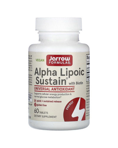 Альфа-Липоевая кислота с биотином, 300 мг, Alpha Lipoic Sustain, Jarrow Formulas, 60 таблеток