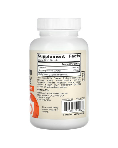 Молозиво, 400 мг, Colostrum Prime Life, Jarrow Formulas, 120 вегетеріанських капсул