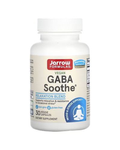 GABA (Гамма-Аминомасляная Кислота), GABA Soothe, Jarrow Formulas, 30 вегетарианских капсул