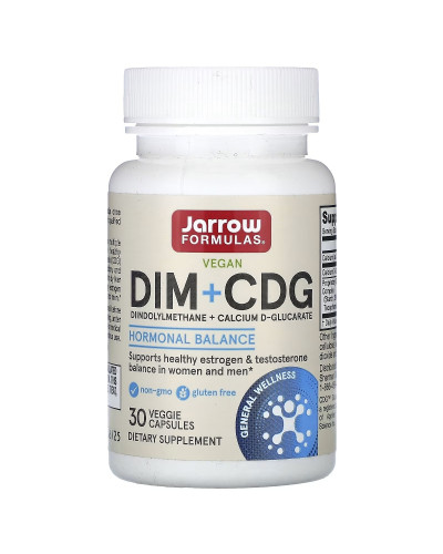 Дииндолилметан и D-глюкарат кальция, DIM + CDG, Jarrow Formulas, 30 вегетарианских капсул