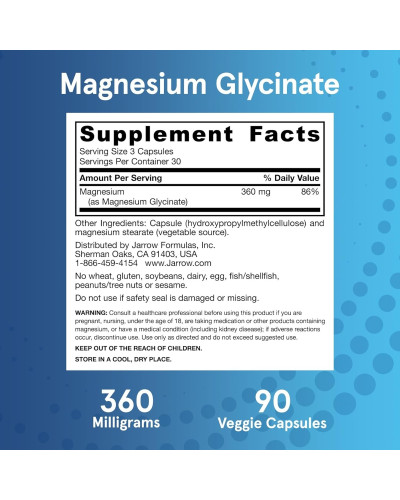Магній гліцинат, 360 мг, Magnesium Glycinate, Jarrow Formulas, 90 вегетаріанських капсул Магній гліцинат, 360 мг, Magnesium Glycinate, Jarrow Formulas, 90 вегетаріанських капсул
