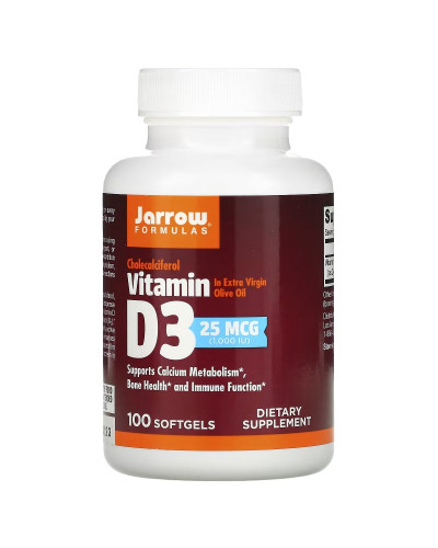 Вітамін D3 (Холекальциферол), 1000 МО, Jarrow Formulas, 100 гелевих капсул
