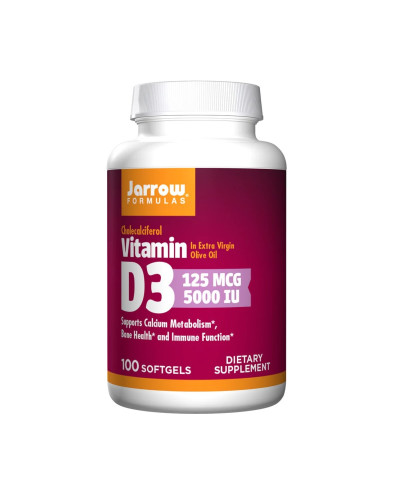 Витамин D3 (Холекальциферол), 5000 МЕ, Jarrow Formulas, 100 гелевых капсул