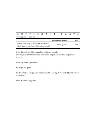 Метил Фолієва Кислота (Метилфолат) 400 мкг, Methyl Folate, Jarrow Formulas, 60 вегетаріанських капсул