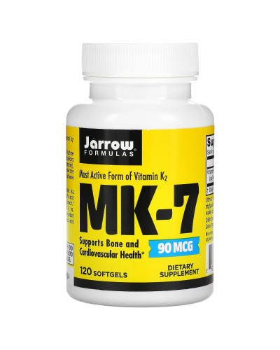Вітамін K2 в формі MK-7, 90 мкг, MK-7, Vitamin K2 as MK-7, Jarrow Formulas, 120 гелевих капсул