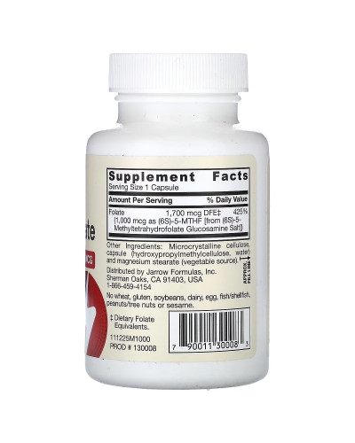Метілфолат 1000 мкг, Methyl Folate, Jarrow Formulas, 100 вегетаріанських капсул
