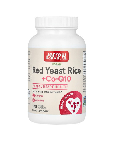 Красный ферментированный рис с коэнзимом Q10, Vegan Red Yeast Rice + Co-Q10, Jarrow Formulas, 120 растительных капсул