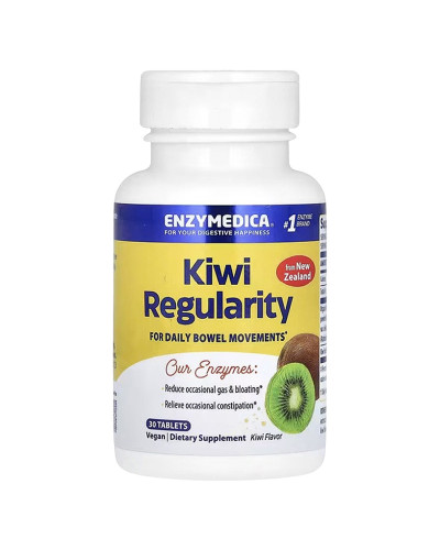 Киви, Kiwi Regularity, Enzymedica, 30 жевательных таблеток Киви, Kiwi Regularity, Enzymedica, 30 жевательных таблеток