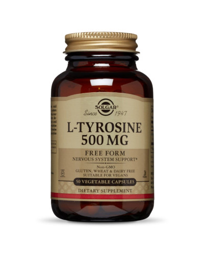 L-Тирозин, L-Tyrosine, Solgar, 500 мг, 50 вегетаріанських капсул