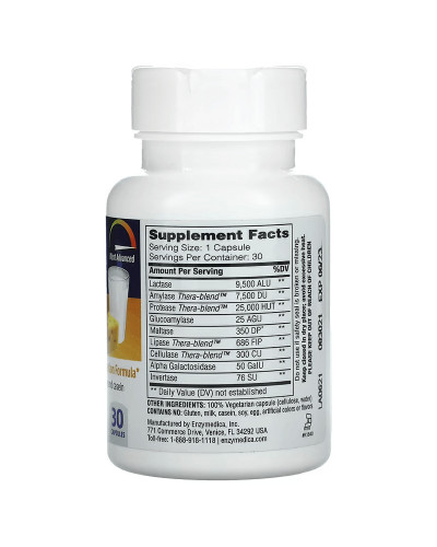 Ферменты для переваривания лактозы, Lacto, Enzymedica, 30 капсул