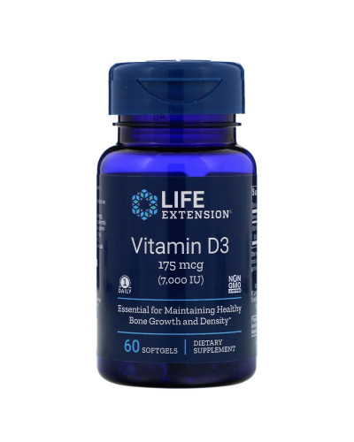 Вітамін D3, Life Extension, Vitamin D3, 175 мкг (7000 МО), 60 гелевих капсул