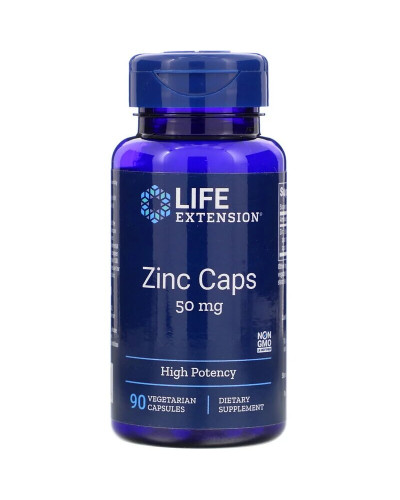 Цинк високої ефективності, Zinc Caps, High Potency, Life Extension, 50 мг, 90 вегетаріанських капс