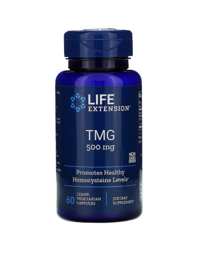 Триметилглицин, ТМГ, TMG, 500 мг, Life Extension, 60 вегетарианских капсул