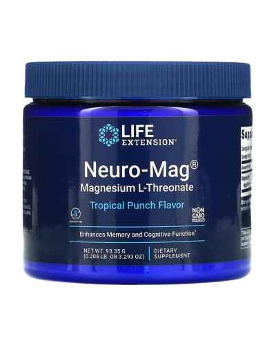 Магний L-Треонат, вкус тропического пунша, Neuro-Mag, Life Extension, 93,35 г (3,293 унции)