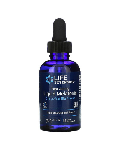 Мелатонин жидкий, быстродействующий с цитрусово-ванильным вкусом, Fast-Acting Liquid Melatonin, Life Extension, 2 жидких унции (59 мл)