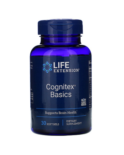 Поддержка памяти и когнитивной функции, Cognitex Basics, Life Extension, 30 гелевых таблеток