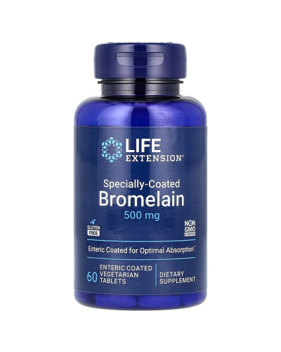 Бромелайн в кишечнорастворимой оболочке, 500 мг, Specially-Coated Bromelain, Life Extension, 60 вегетарианских таблеток