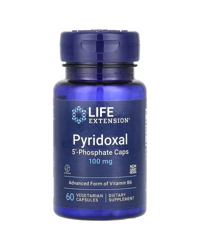 Піридоксаль 5'-фосфат, Вітамін B6, 100 мг, Pyridoxal 5'-Phosphate Caps, Life Extension, 60 вегетаріанських капсул