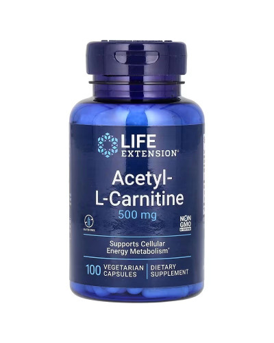 Ацетил L-карнитин, 500 мг, Acetyl-L-Carnitine, Life Extension, 100 вегетарианских капсул.