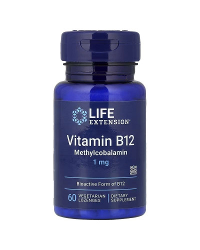 Вітамін B12, Метилкобаламін, 1 мг, смак ванілі, Vitamin B12, Methylcobalamin, Life Extension, 60 вегетаріанських льодяників